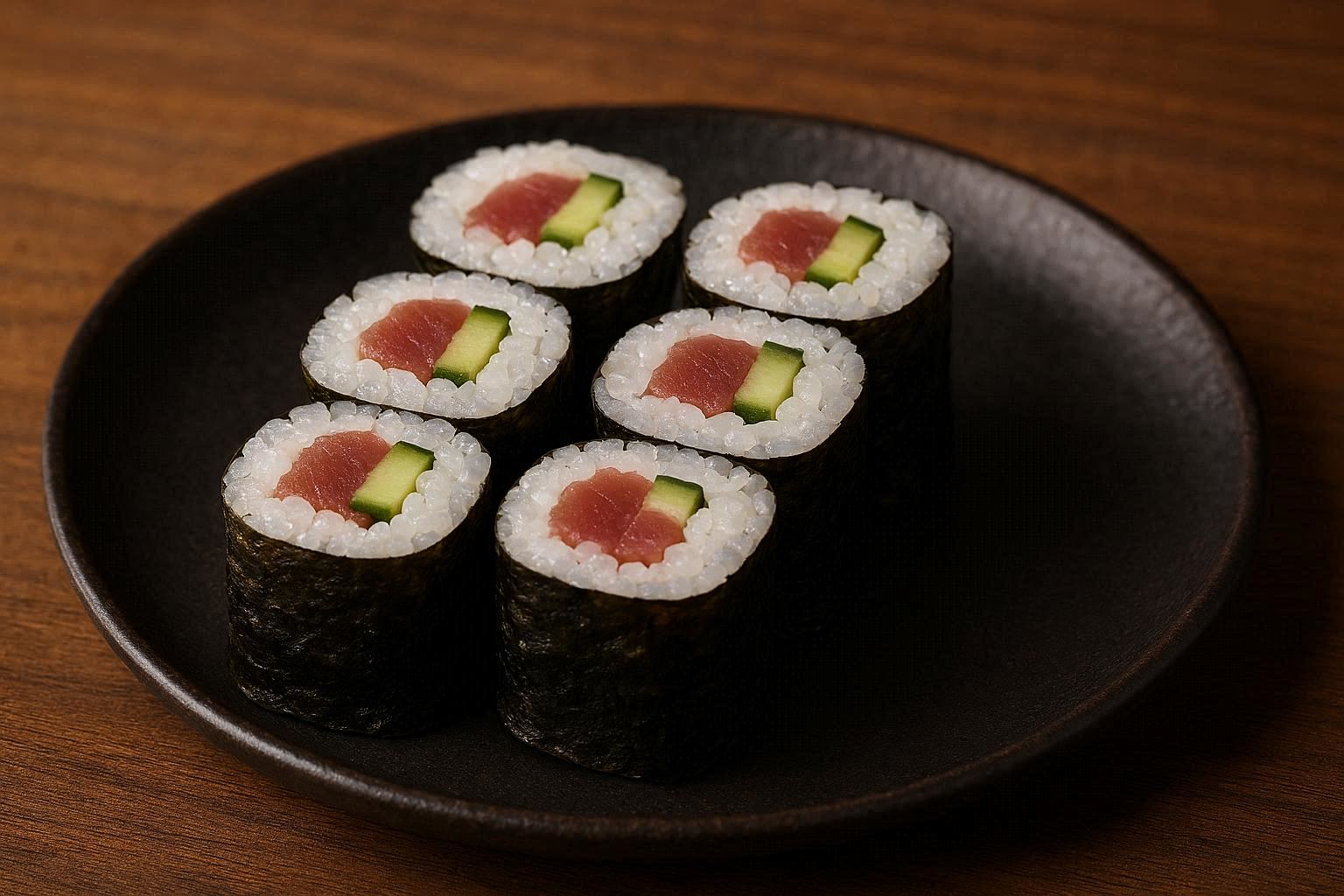 Hosomaki de pepino e atum