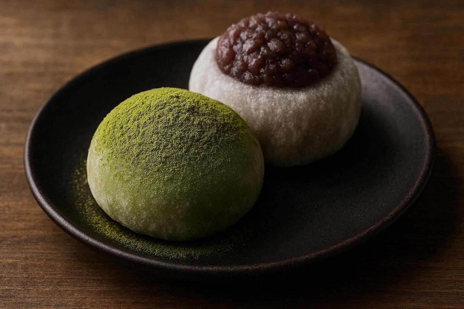 Mochi de matcha e anko