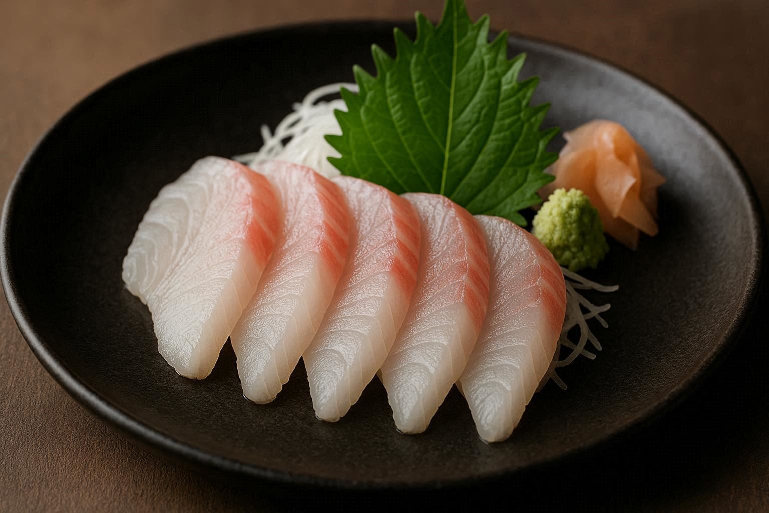 Sashimi de robalo do Atlântico